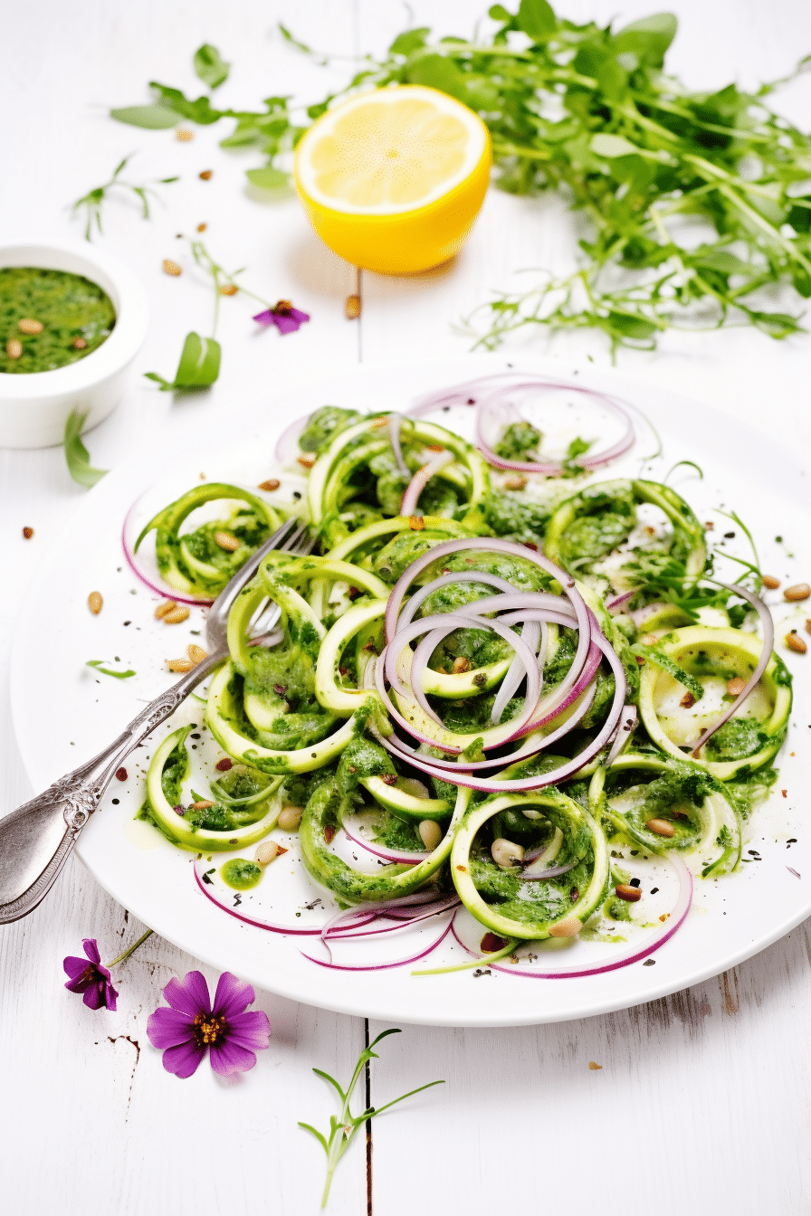 Ingredients for Keto Mint and Pea Zucchini Noodle Salad