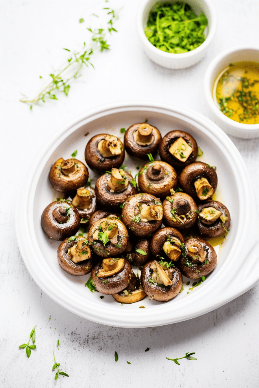 Keto Oven-Roasted Garlic and Herb Mushrooms Ready to Serve