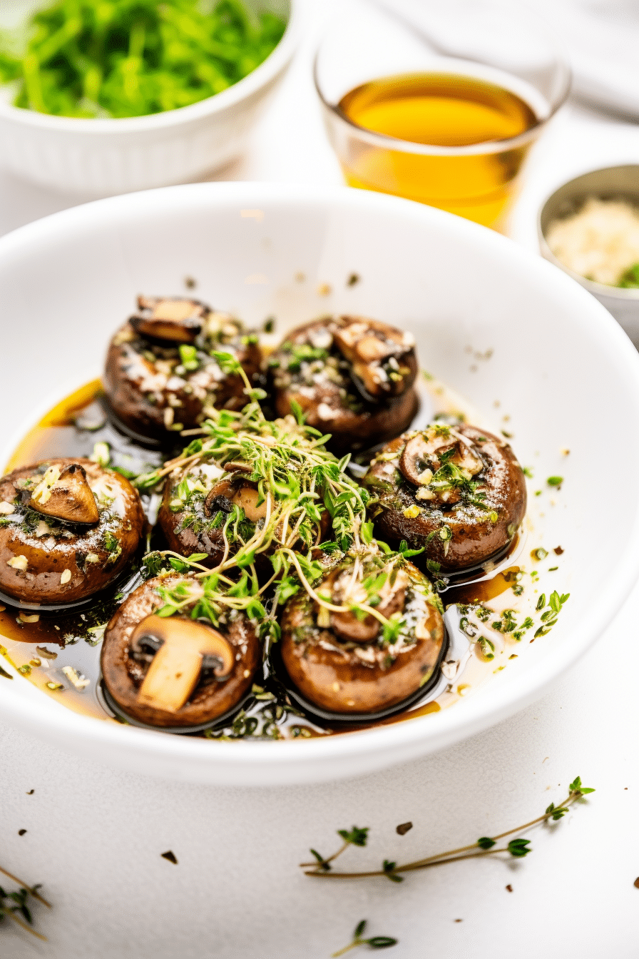 Prepping Keto Oven-Roasted Garlic and Herb Mushrooms