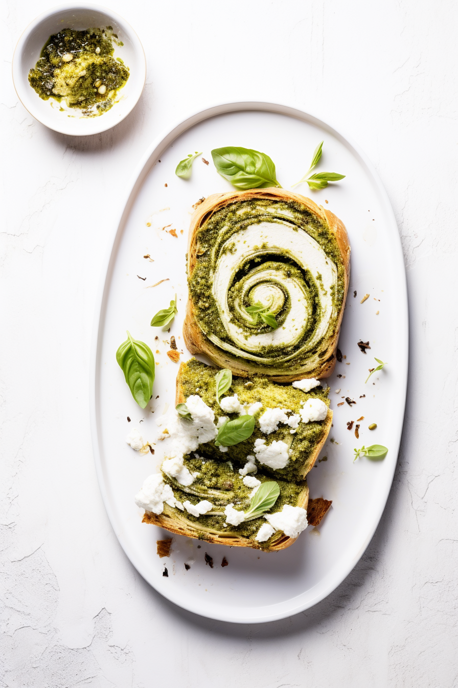 Keto Pesto and Feta Swirl Bread Baking