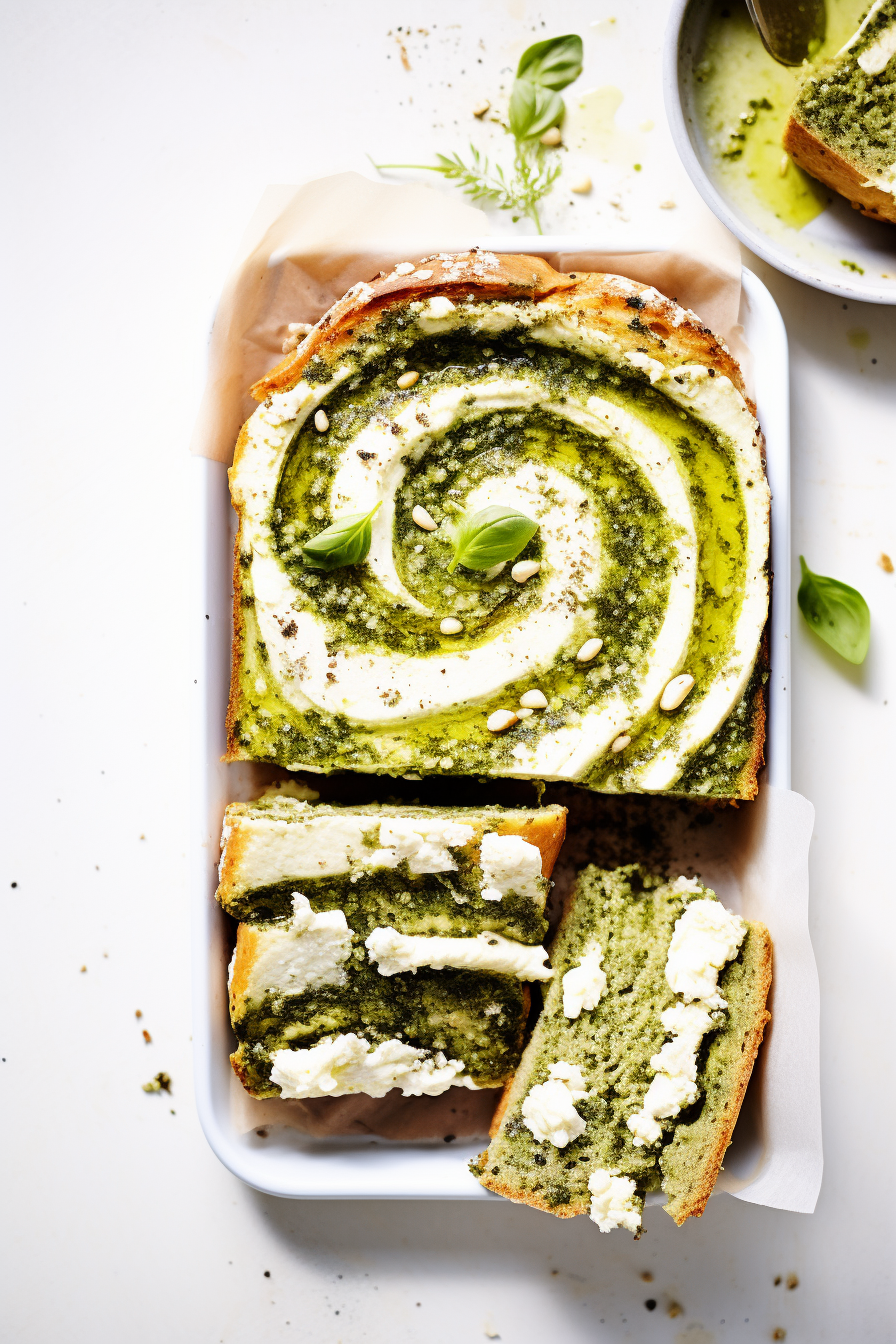 Ingredients for Keto Pesto and Feta Swirl Bread