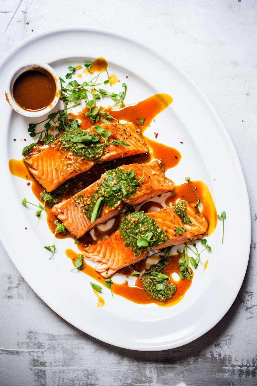 Preparing Keto Salmon with Roasted Red Pepper Sauce