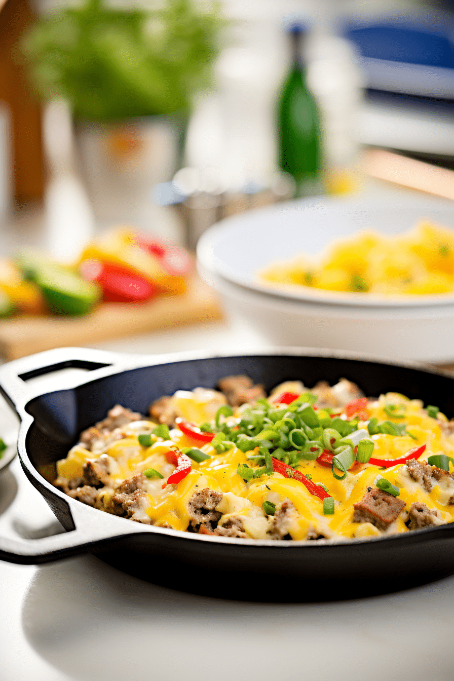 Keto Sausage and Egg Breakfast Skillet Ready to Serve