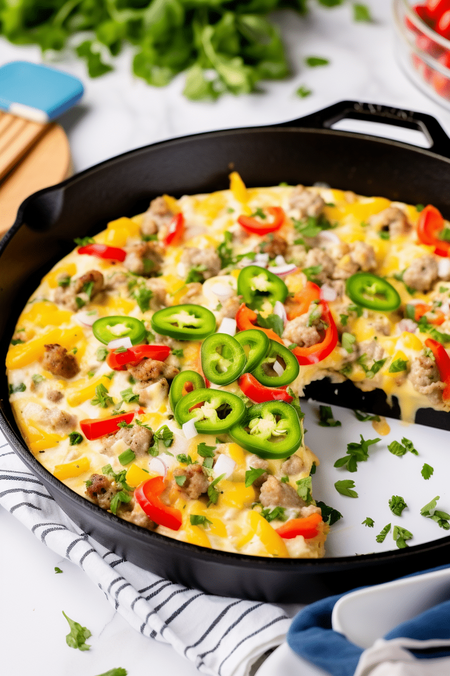 Cooking Keto Sausage and Egg Breakfast Skillet