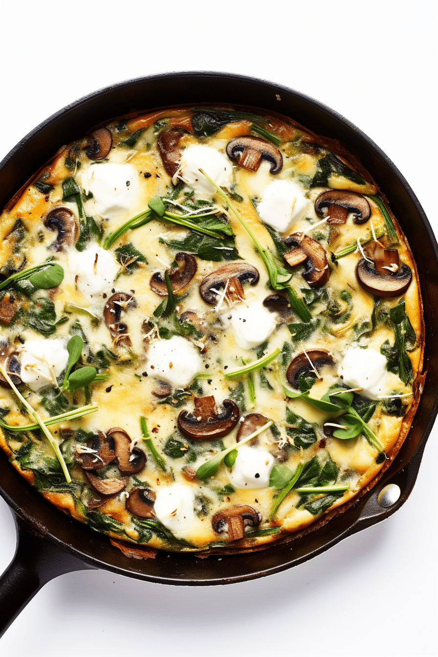 Keto Shiitake Mushroom and Spinach Frittata Cooking