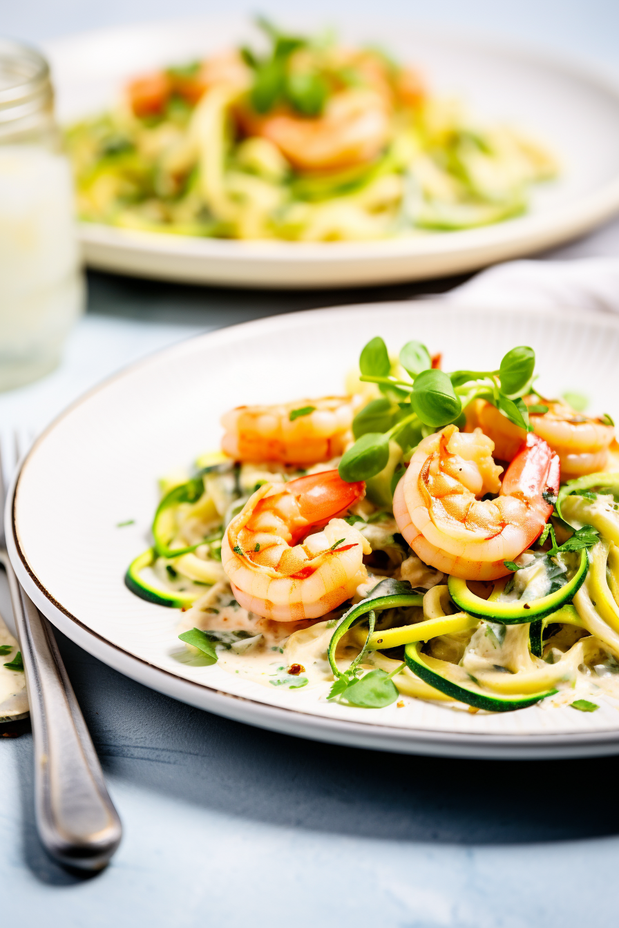 Keto Shrimp Alfredo with Zoodles Final Dish