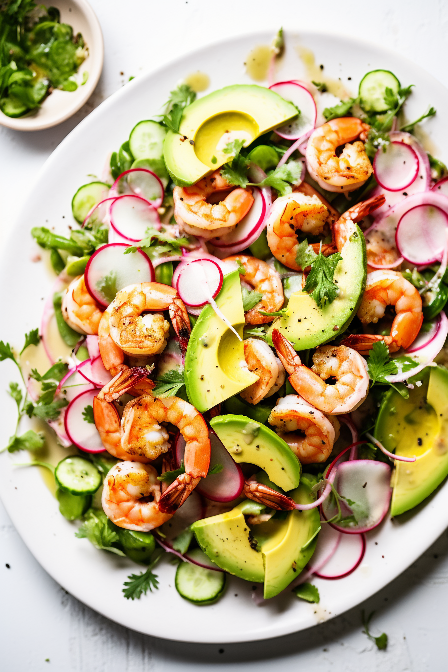 Keto Shrimp and Avocado Salad Close-up