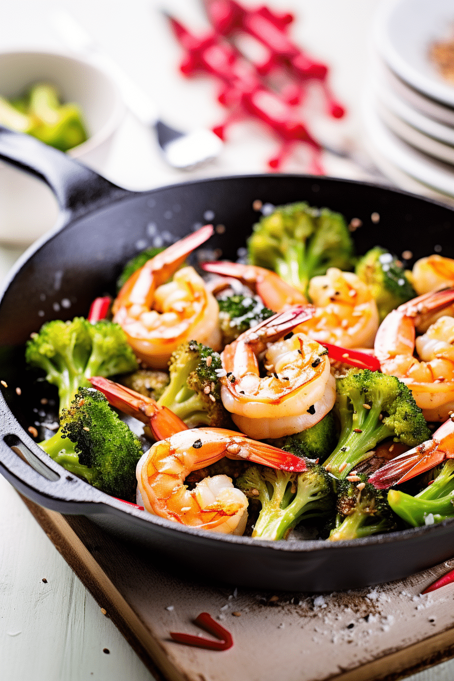 Preparing Keto Shrimp and Broccoli Stir-Fry