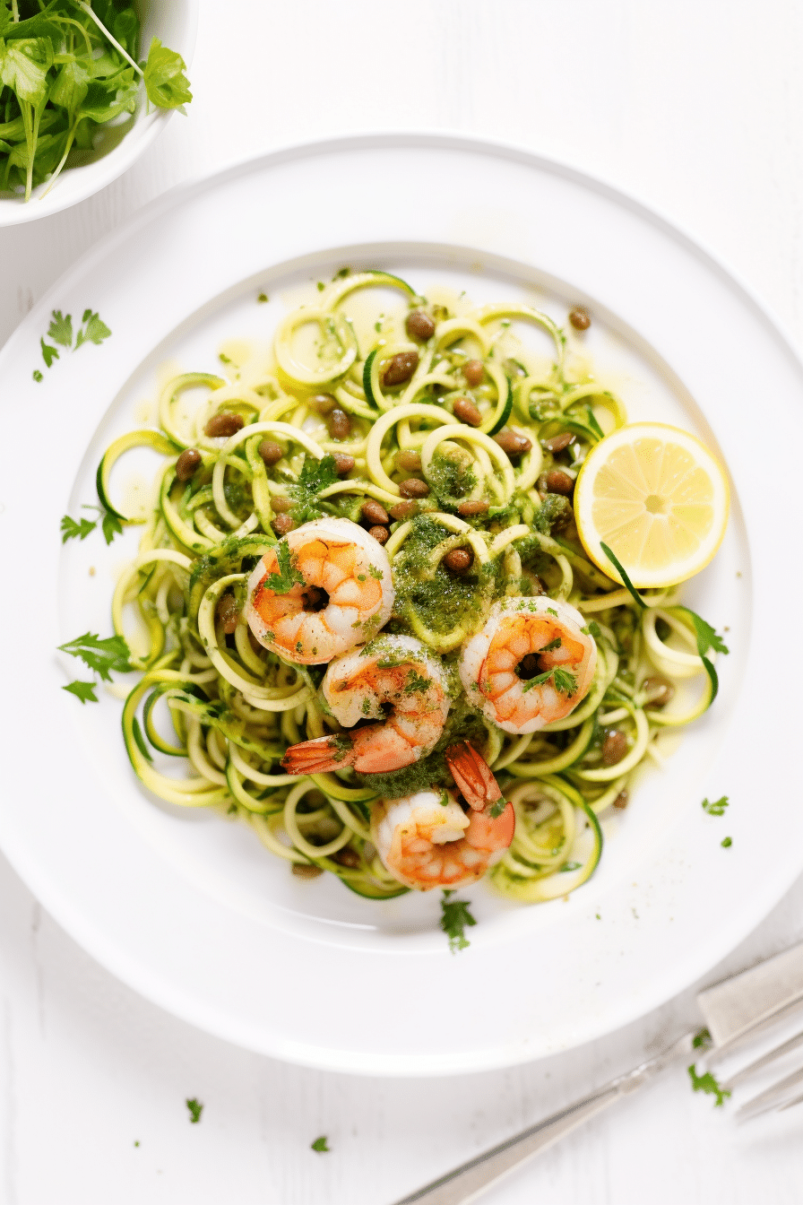 Keto Shrimp Piccata with Zoodles Served