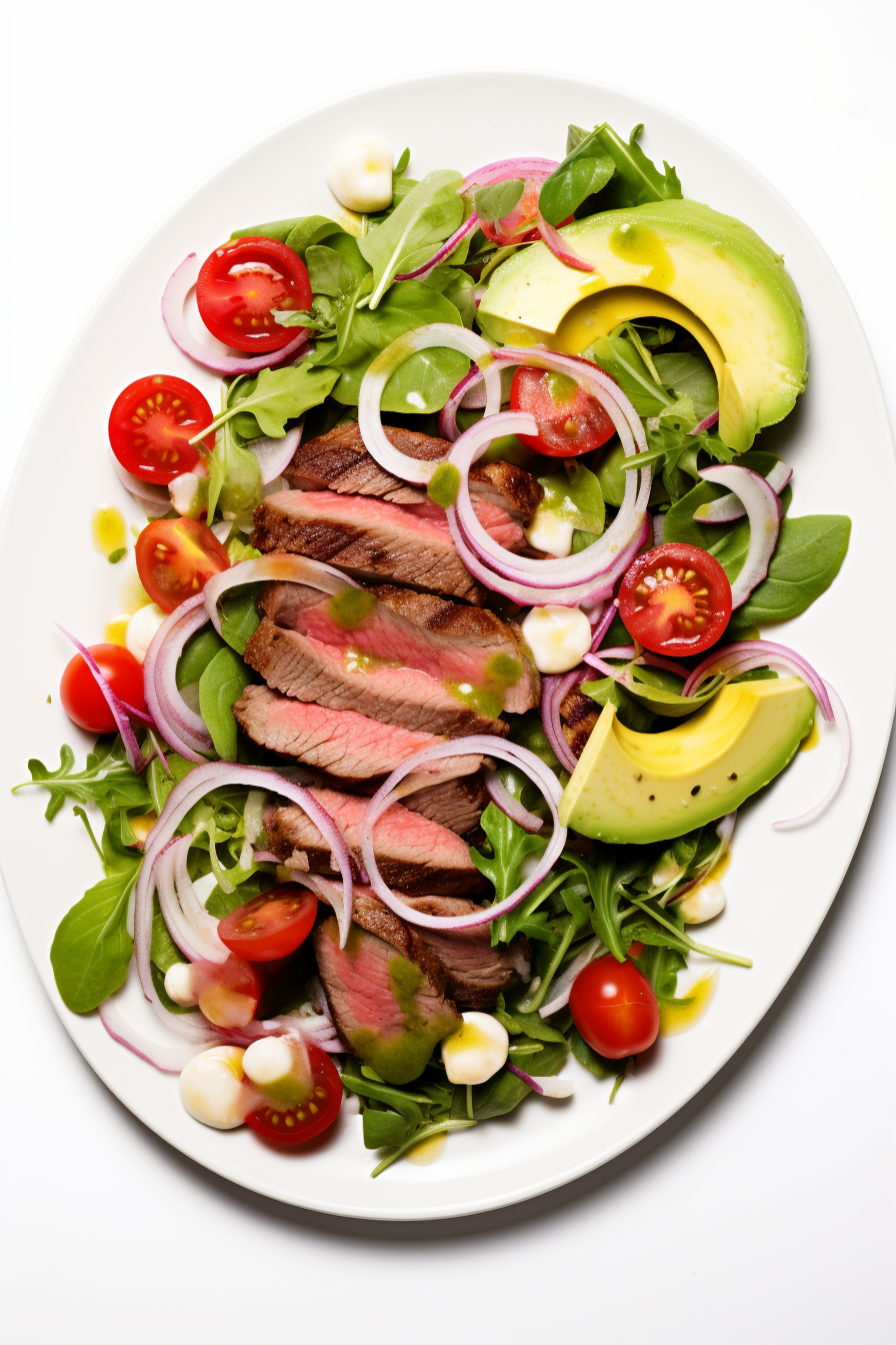Keto Spicy Beef and Avocado Salad Served