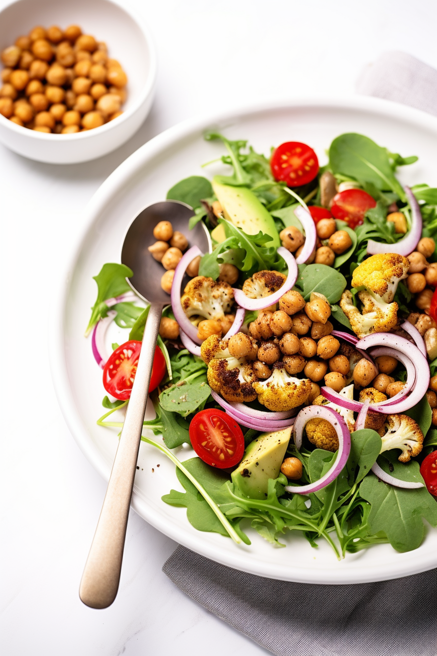 Ingredients for Keto Spicy Cauliflower and Chickpea Salad