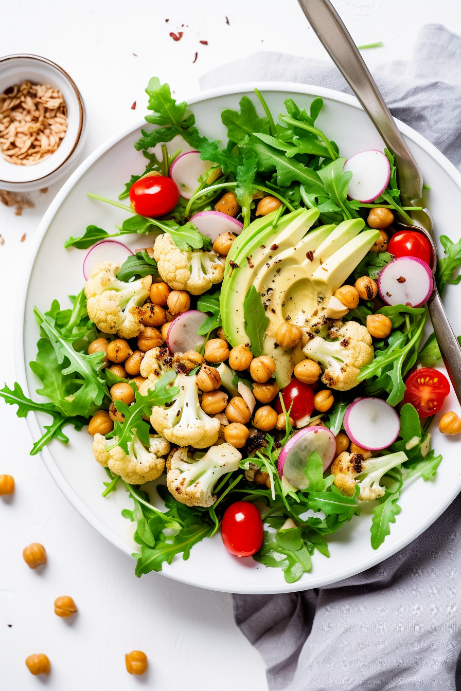 Keto Spicy Cauliflower and Chickpea Salad