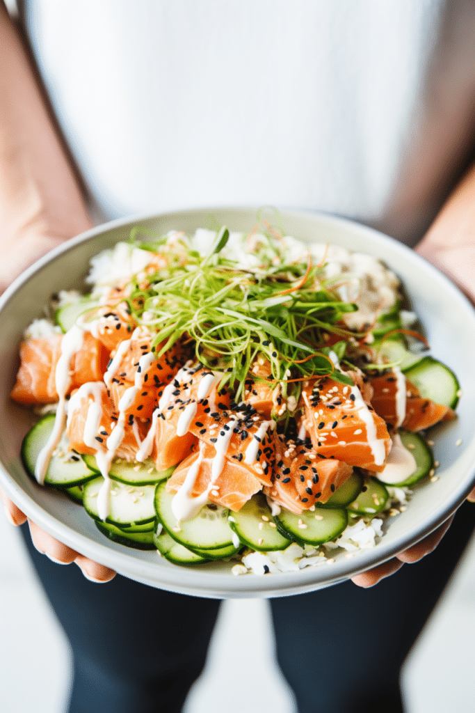 Keto Spicy Salmon Sushi Roll Bowl_001