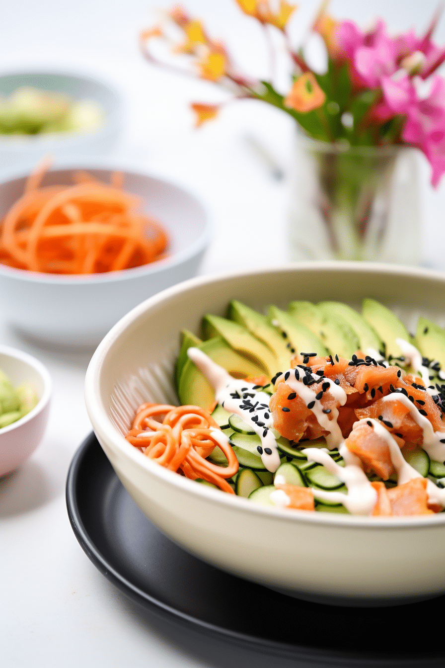 Keto Spicy Salmon Sushi Roll Bowl