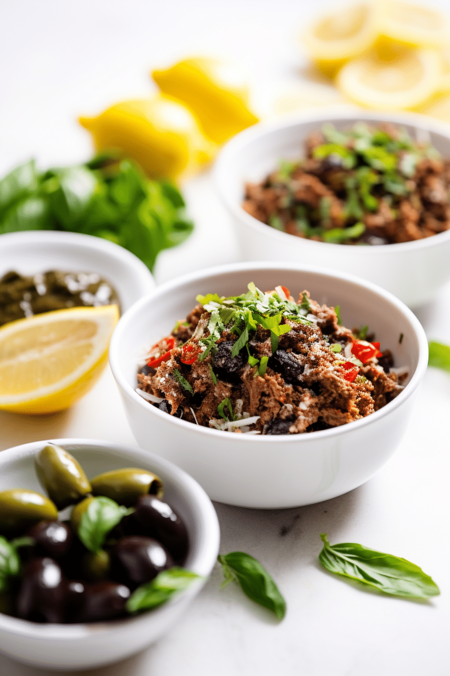 Ingredients for Keto Sun-Dried Tomato and Olive Tapenade
