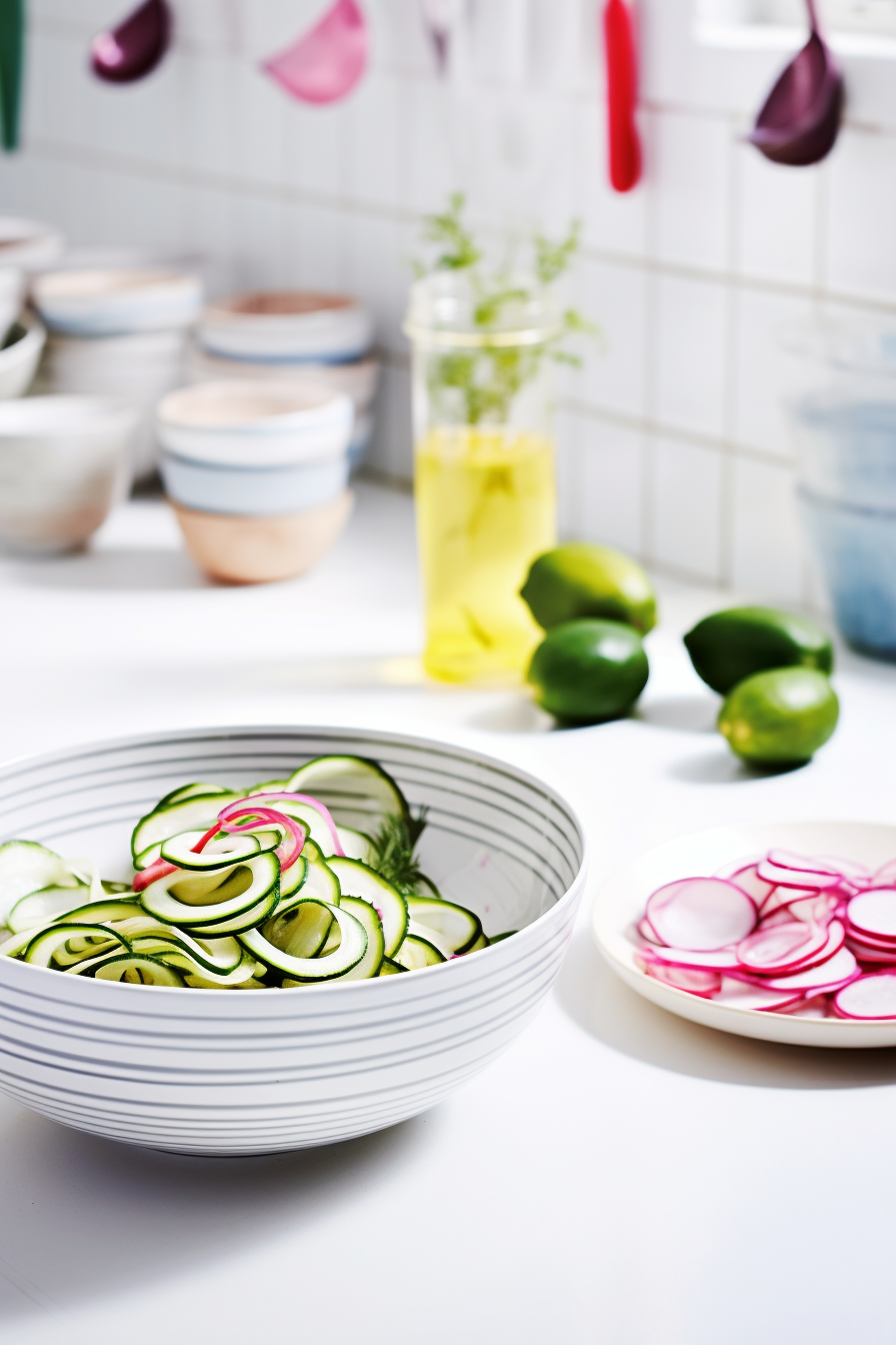 Preparing Keto Vegan Cucumber and Dill Salad