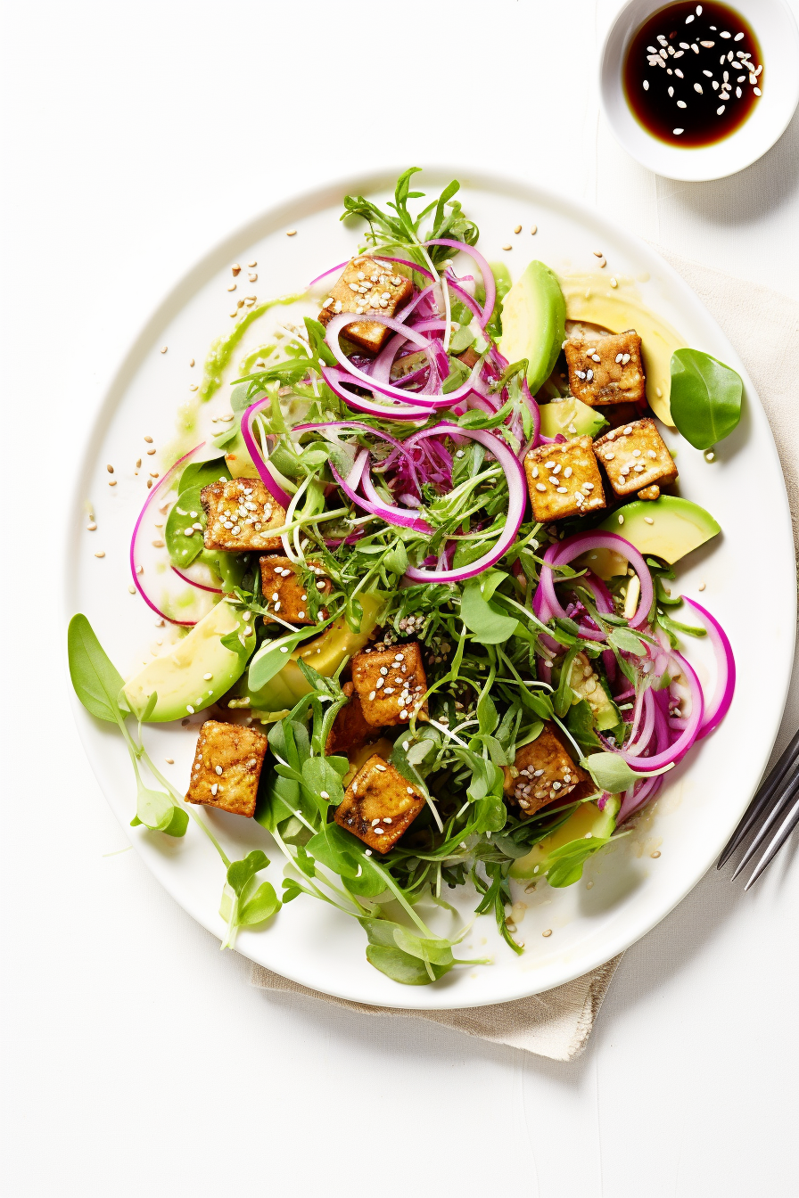 Preparing Keto Vegan Ginger Sesame Tofu Bowl