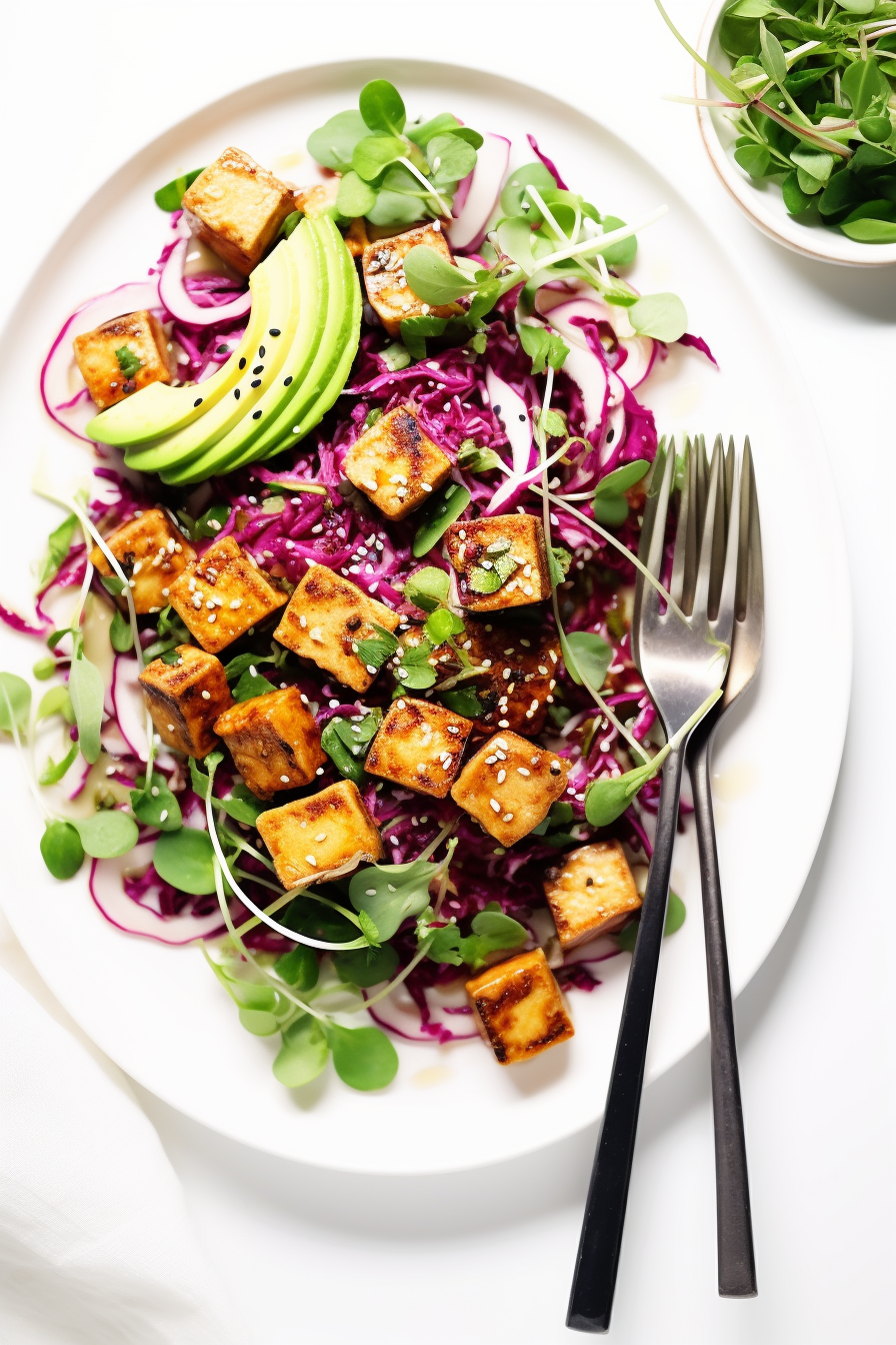 Keto Vegan Ginger Sesame Tofu Bowl