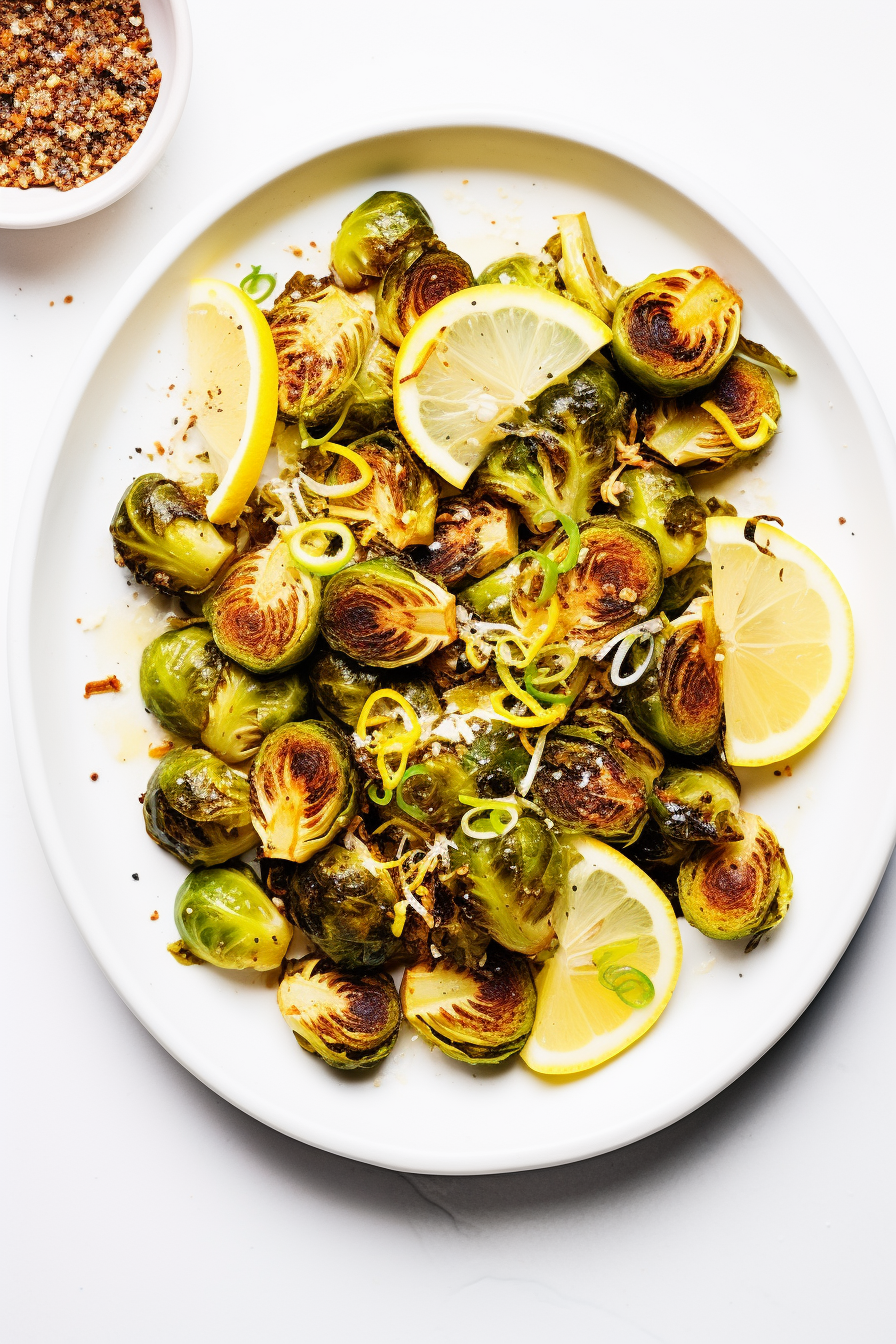 Ingredients for Keto Vegan Lemon Garlic Roasted Brussels Sprouts