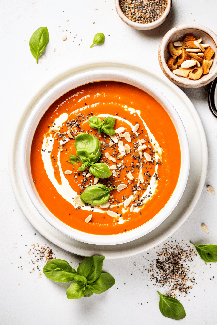 Keto Vegan Roasted Red Pepper and Macadamia Soup