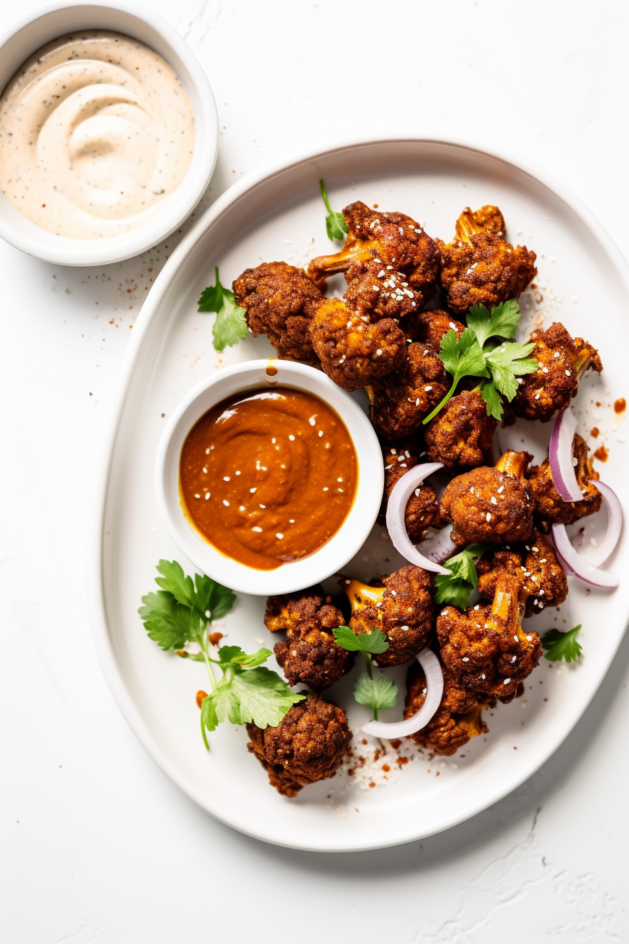 Preparing Keto Vegan Smoky BBQ Cauliflower Wings