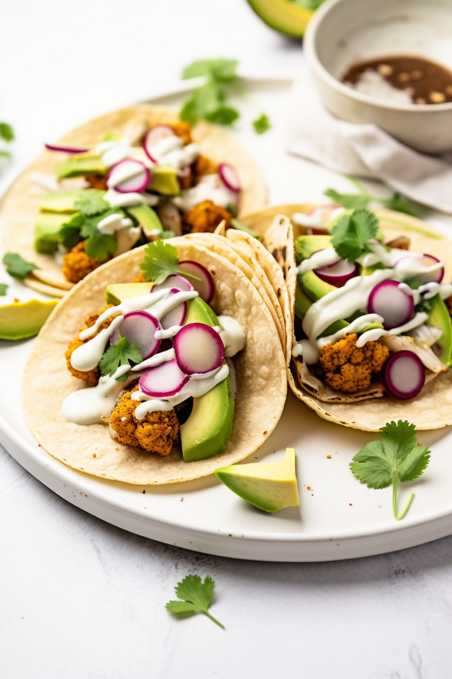 Keto Vegan Spiced Cauliflower Tacos Served