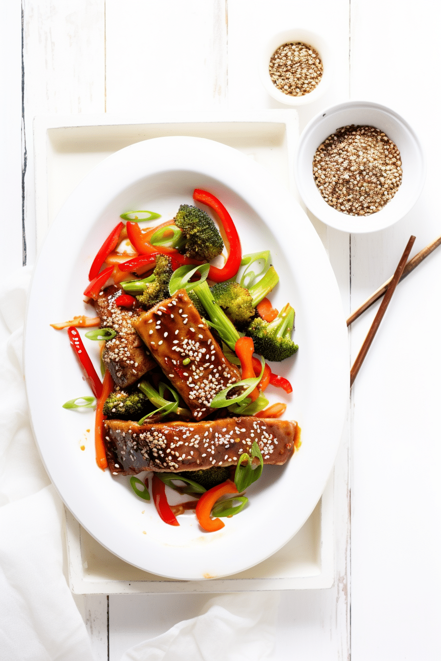 Keto Vegan Teriyaki Tempeh Stir-Fry Finished Dish