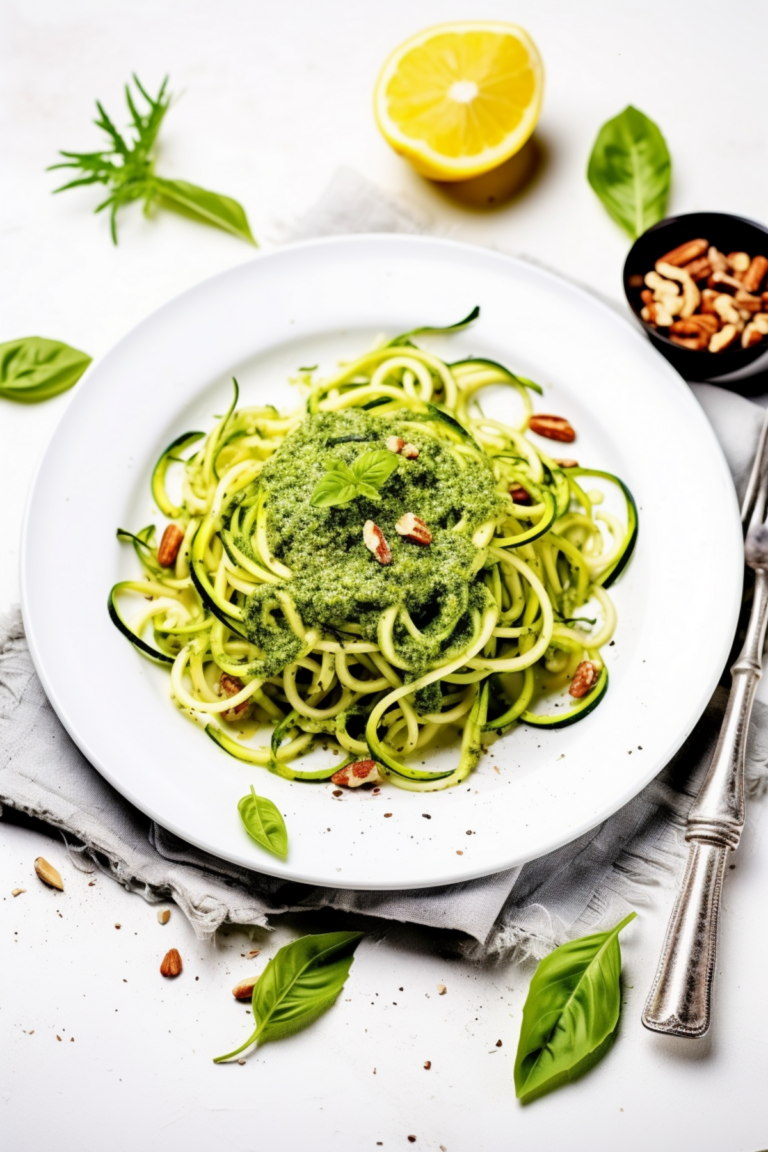 Keto Vegan Zucchini Noodles with Walnut Pesto_001