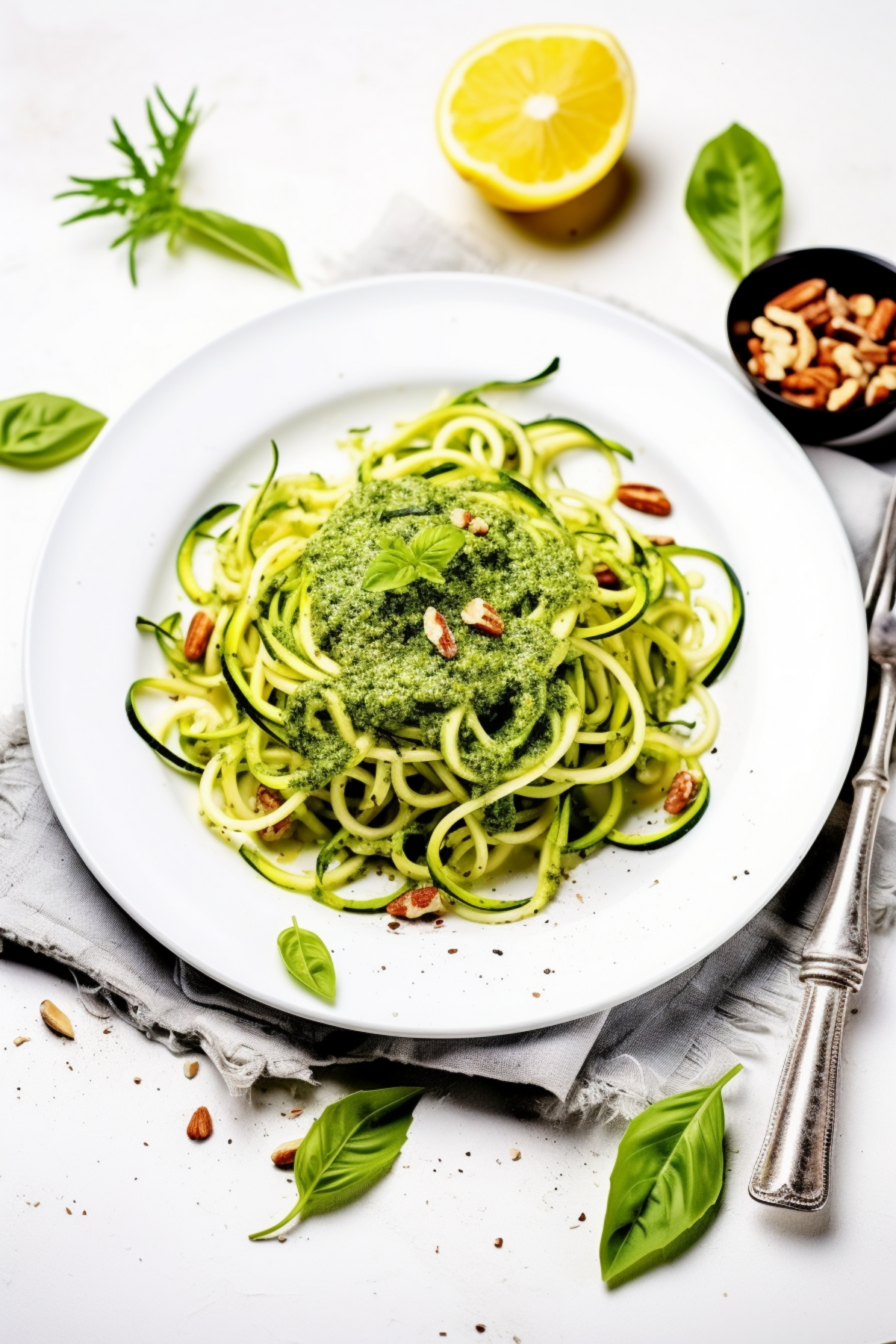 Keto Vegan Zucchini Noodles with Walnut Pesto_001