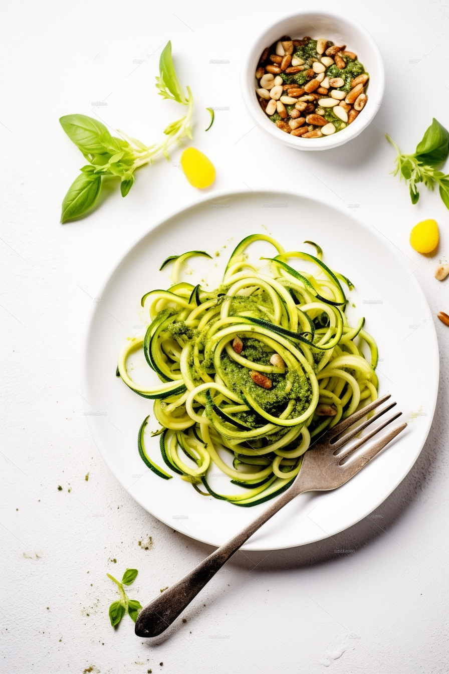Preparing Keto Vegan Zucchini Noodles with Walnut Pesto
