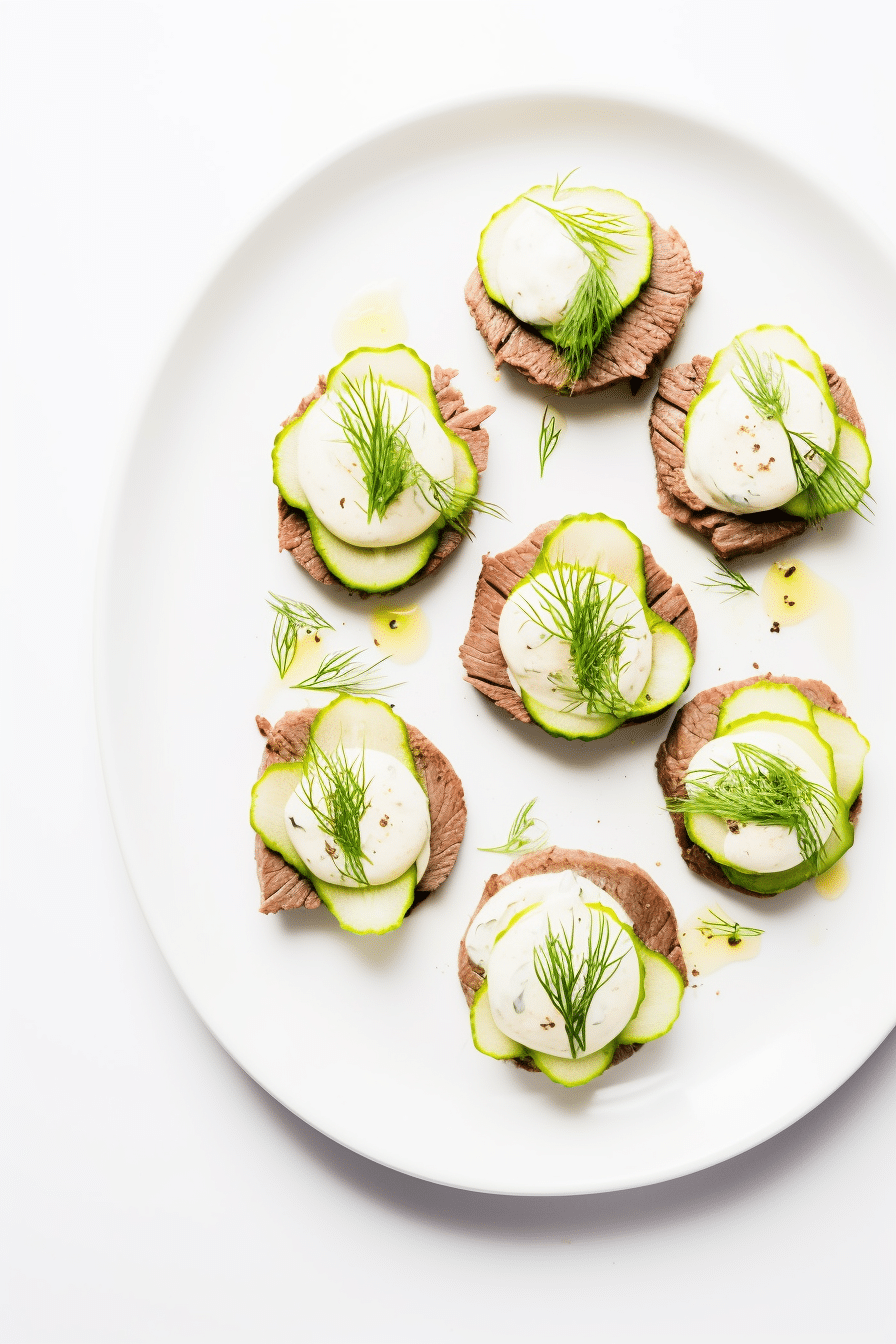 Assembling Beef Canapés