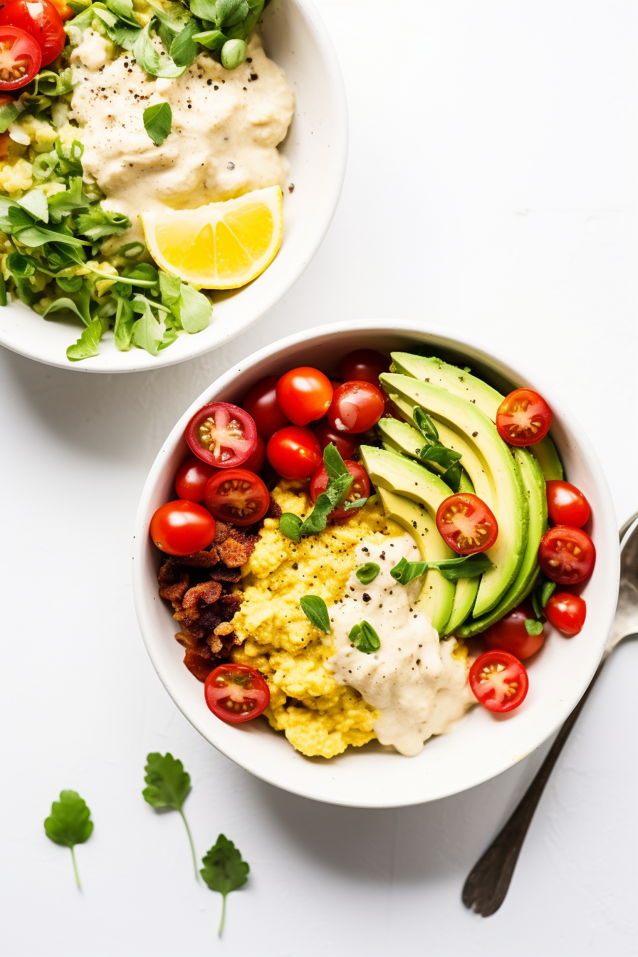 Assembling Low-Carb Breakfast Burrito Bowl