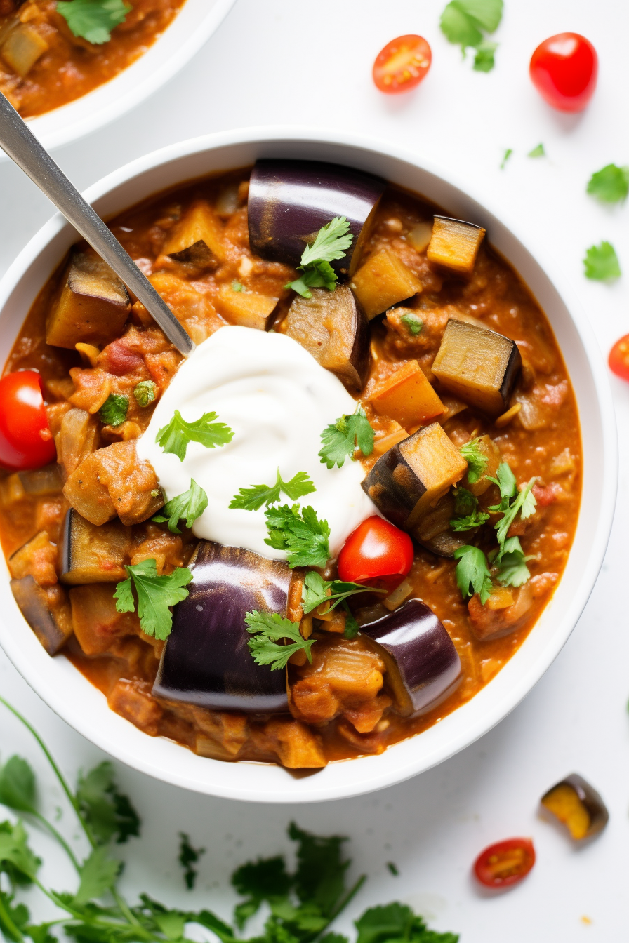 Cooking Curried Eggplant and Tomato Stew