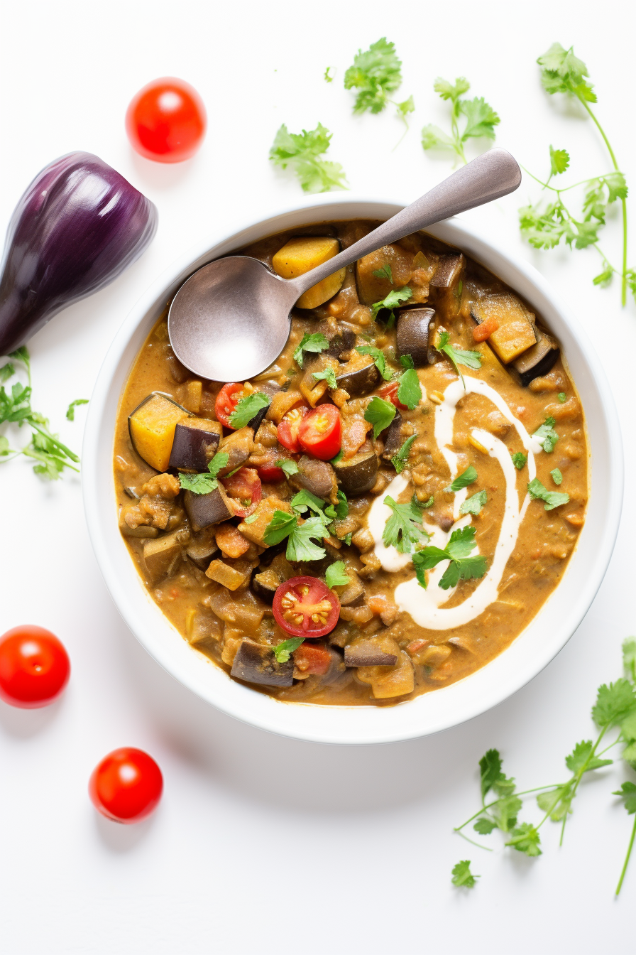Low-Carb Curried Eggplant and Tomato Stew
