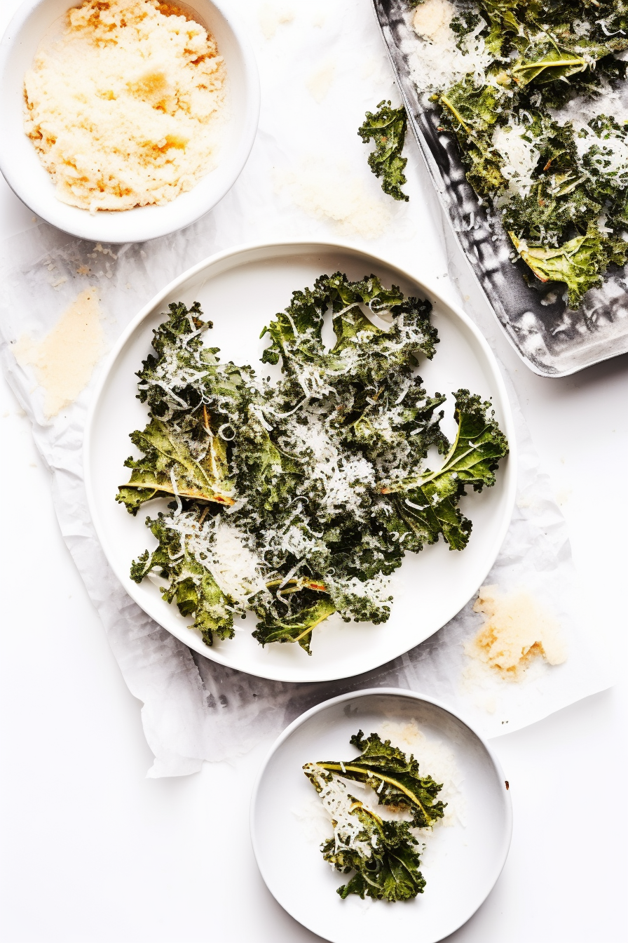 Baking Low-Carb Garlic and Parmesan Kale Chips