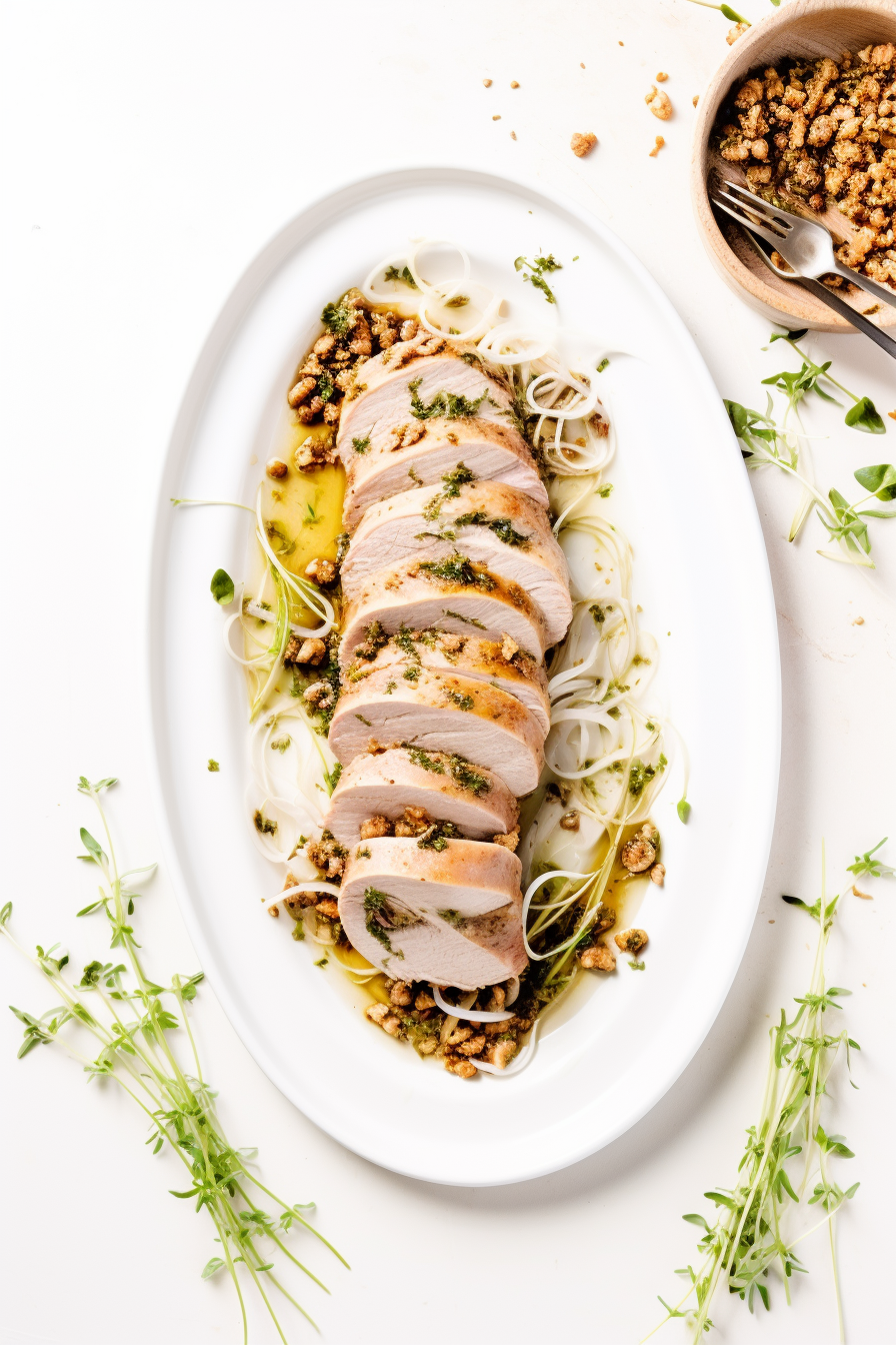Low-Carb Pear, Blue Cheese, and Walnut Stuffed Pork Loin Cooking