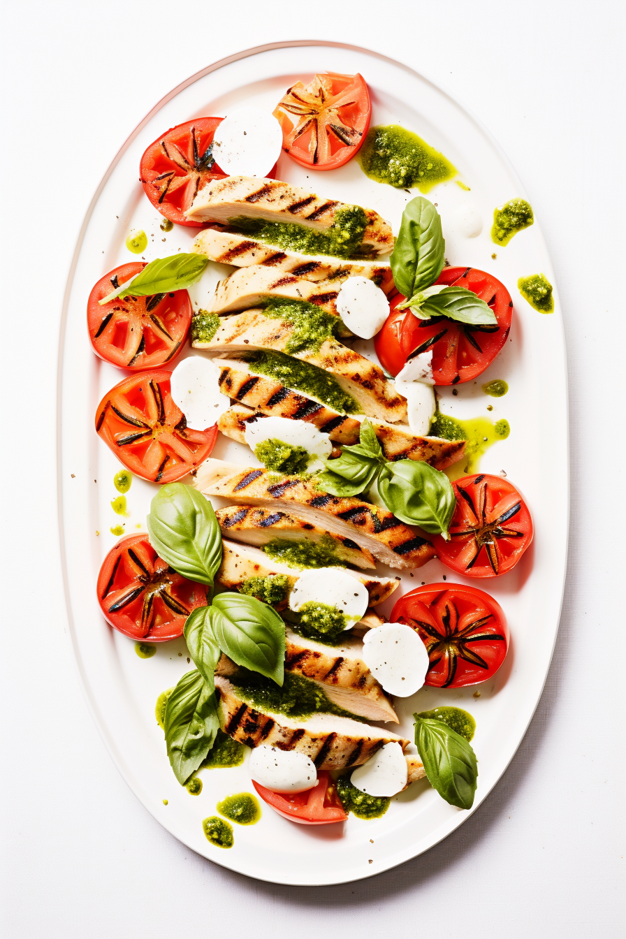 Low-Carb Pesto Chicken Caprese Salad Preparation