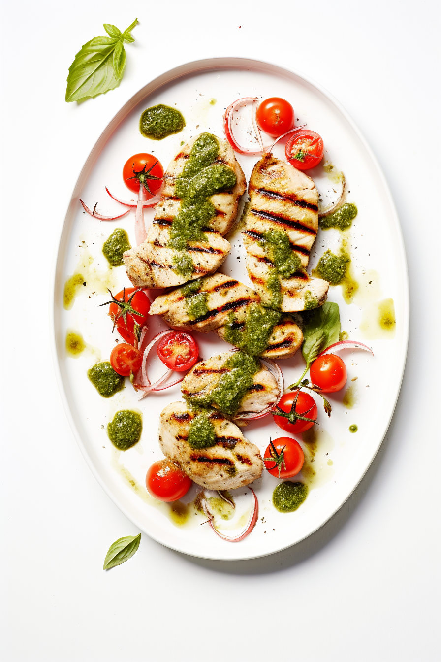 Low-Carb Pesto Chicken Caprese Salad