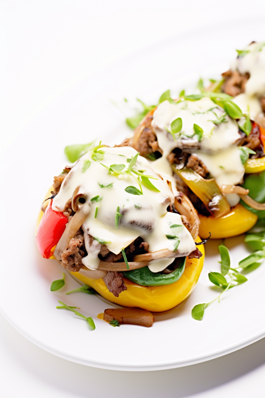 Low-Carb Philly Cheesesteak Stuffed Bell Peppers