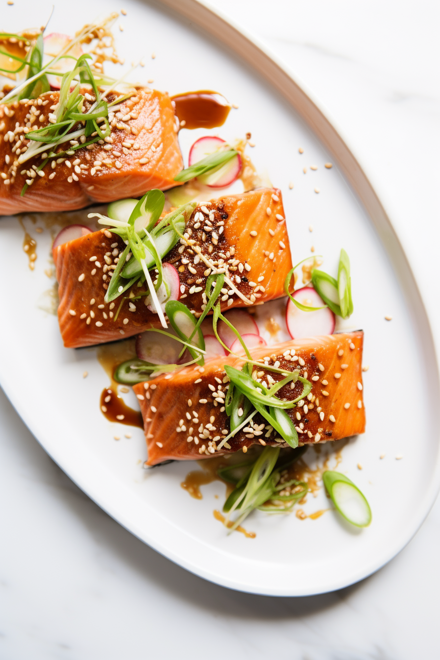 Ingredients for Low-Carb Pickled Ginger and Sesame Salmon