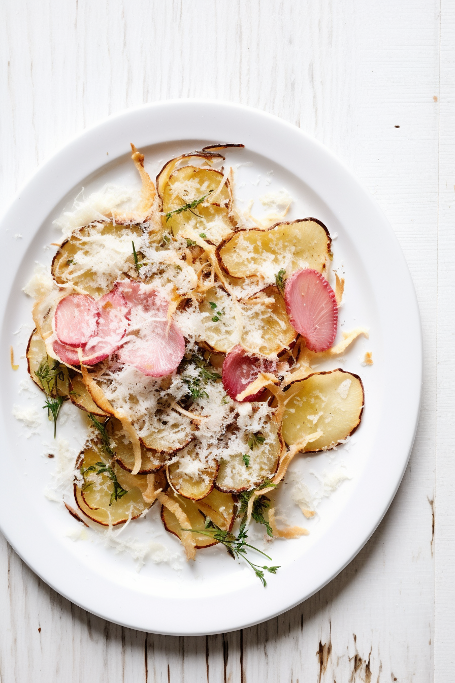 Low-Carb Roasted Garlic and Parmesan Radish Chips