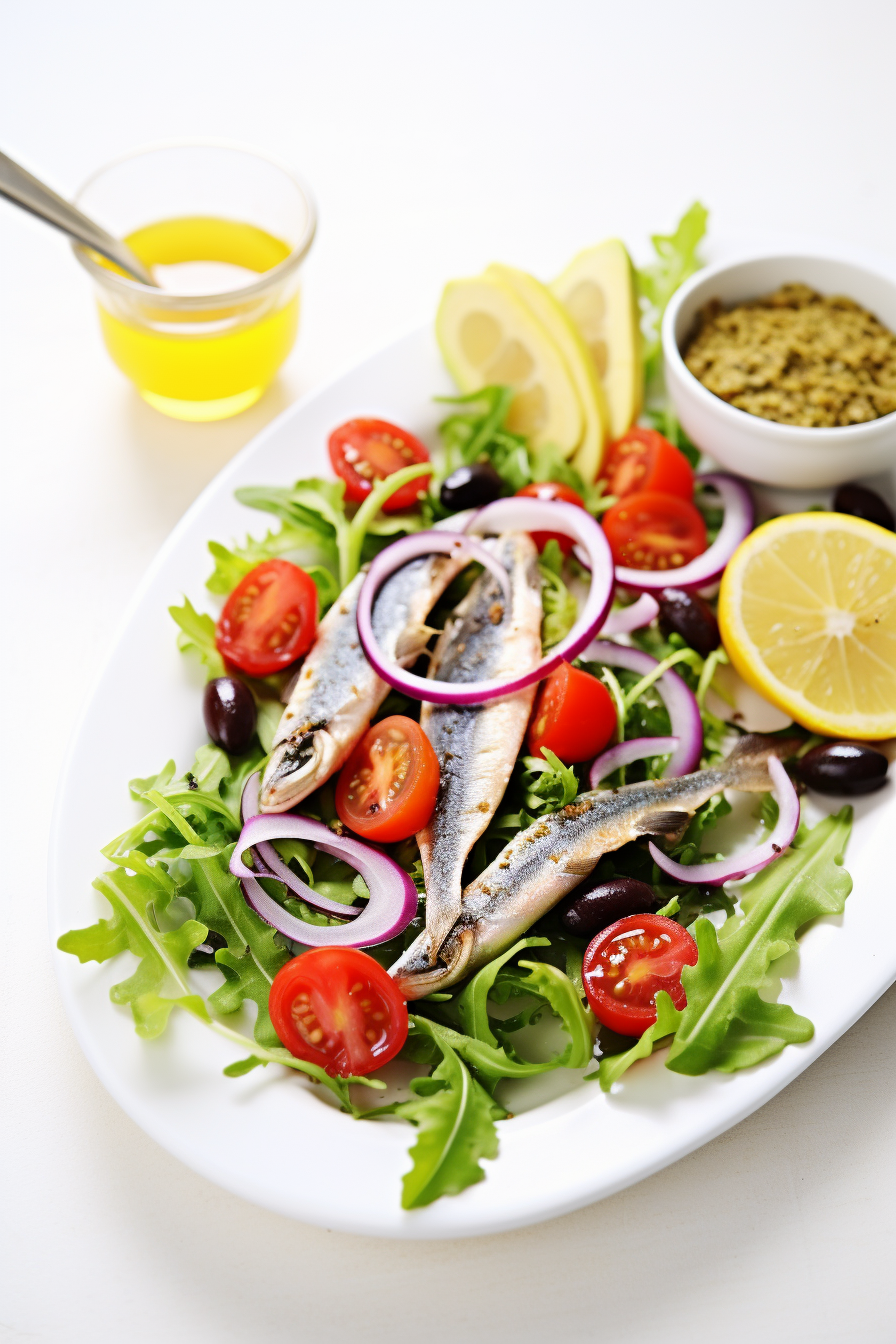 Low-Carb Sardine and Mixed Greens Salad Ready to Serve