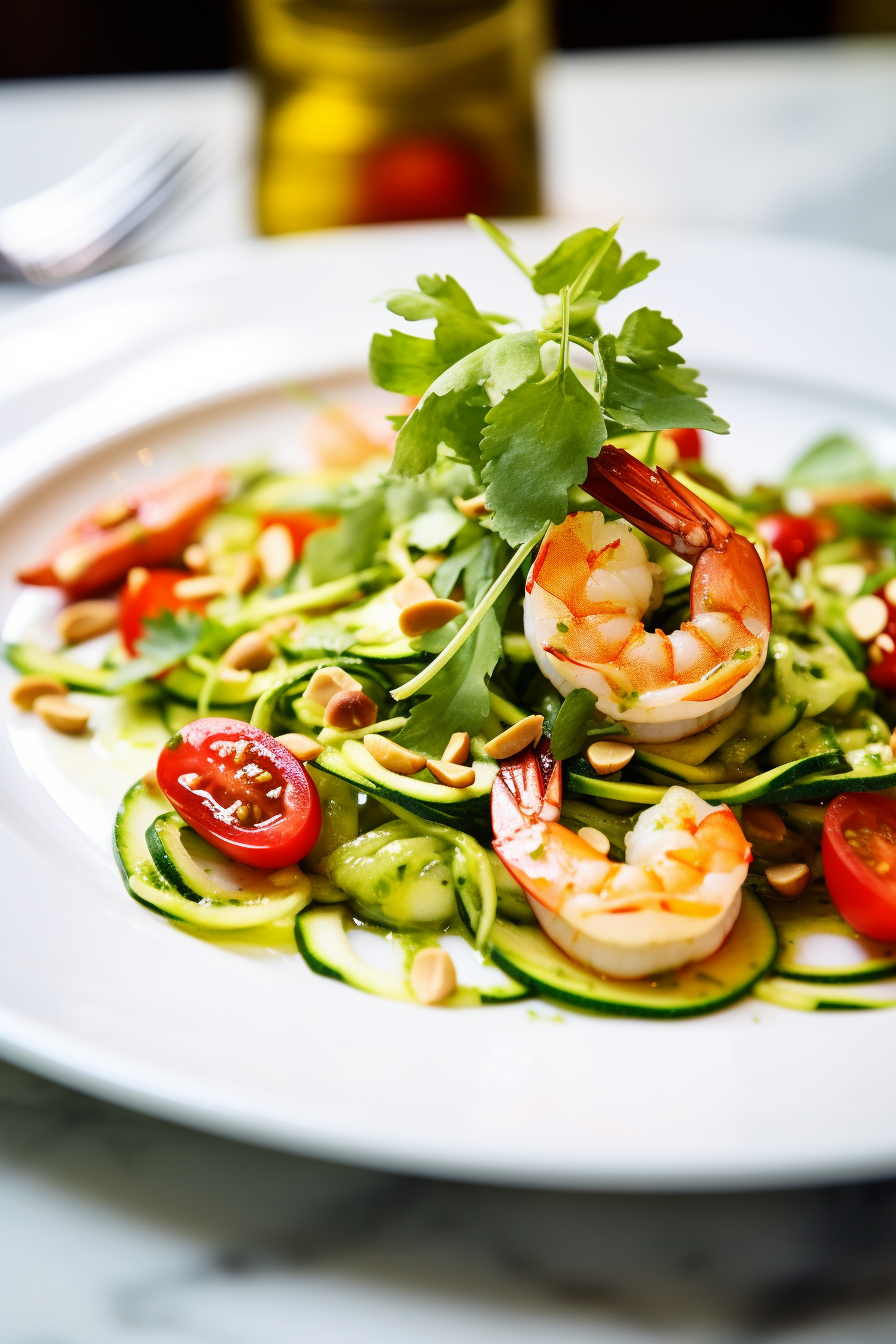Low-Carb Shrimp and Zoodle Salad Preparation