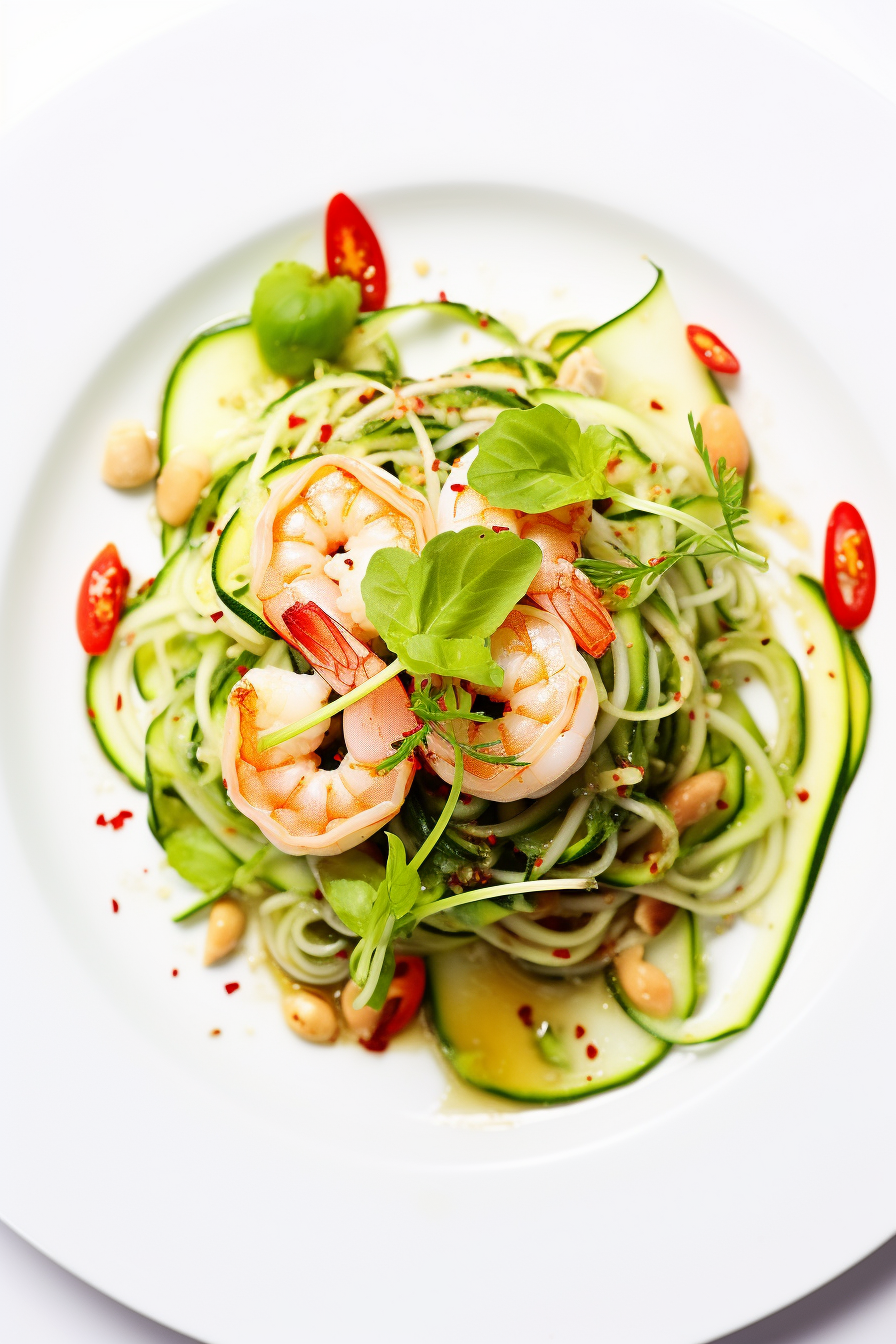 Ingredients for Low-Carb Shrimp and Zoodle Salad