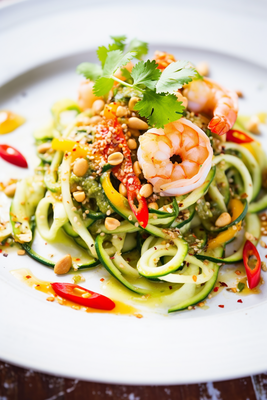 Low-Carb Shrimp and Zoodle Salad with Thai Dressing
