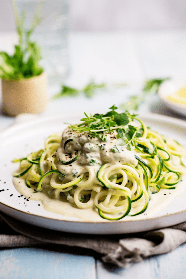 Vegan Keto Cashew Cauliflower Alfredo with Zoodles_001