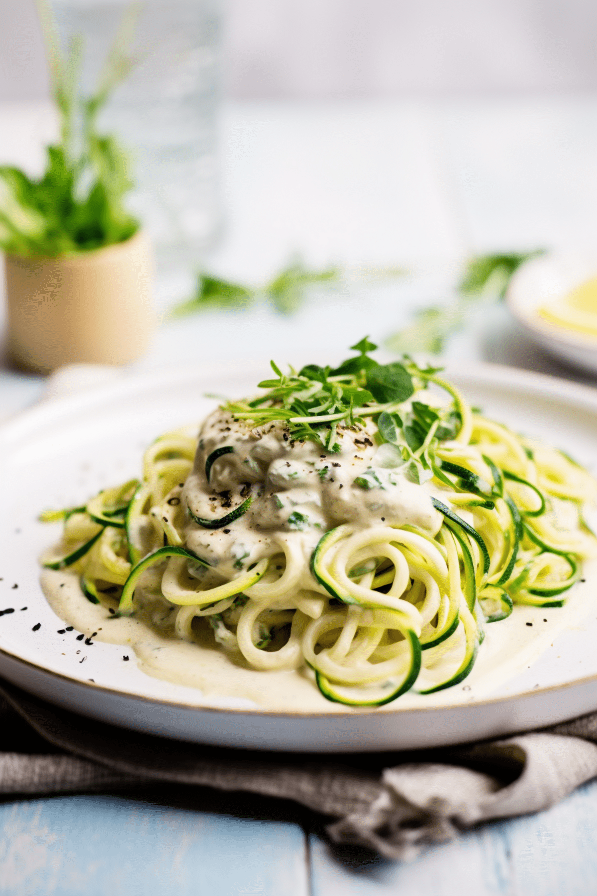 Vegan Keto Cashew Cauliflower Alfredo with Zoodles_001