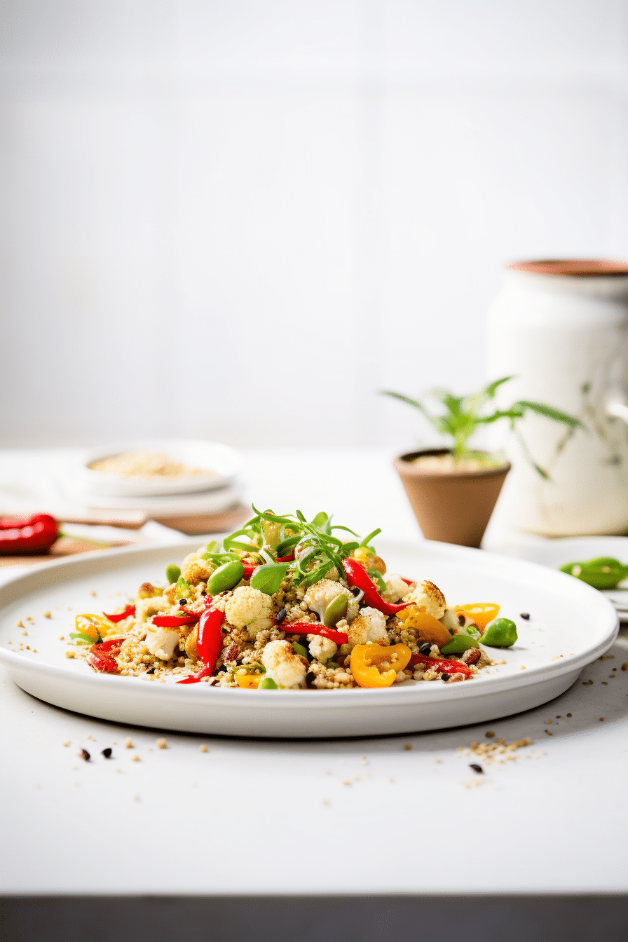 Vegan Keto Cauliflower Fried Rice Cooking