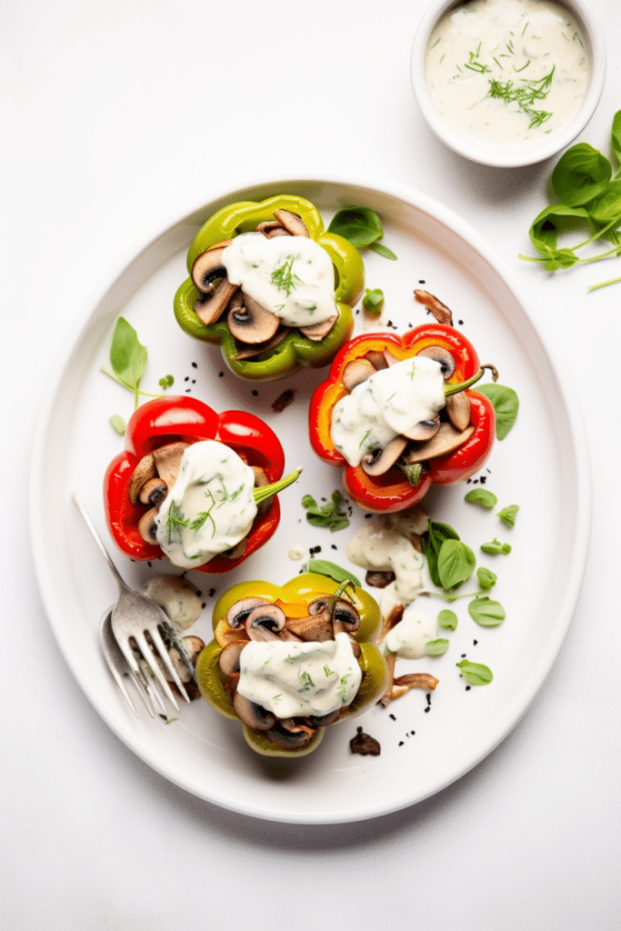 Vegan Keto Mushroom and Spinach Stuffed Bell Peppers_001