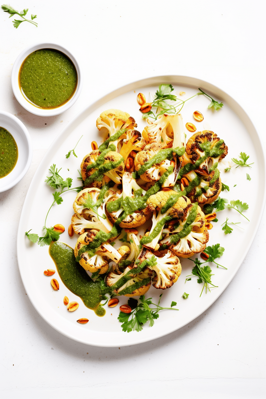 Vegan Keto Roasted Cauliflower Steaks with Chimichurri